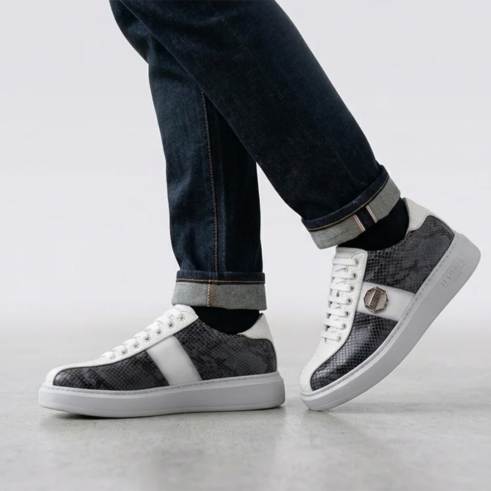 Harris Firenze 1913 Genuine Python Sneakers White /Grey