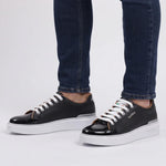 View product image 2: Harris Firenze 1913 Leather & Python Print Sneakers Black