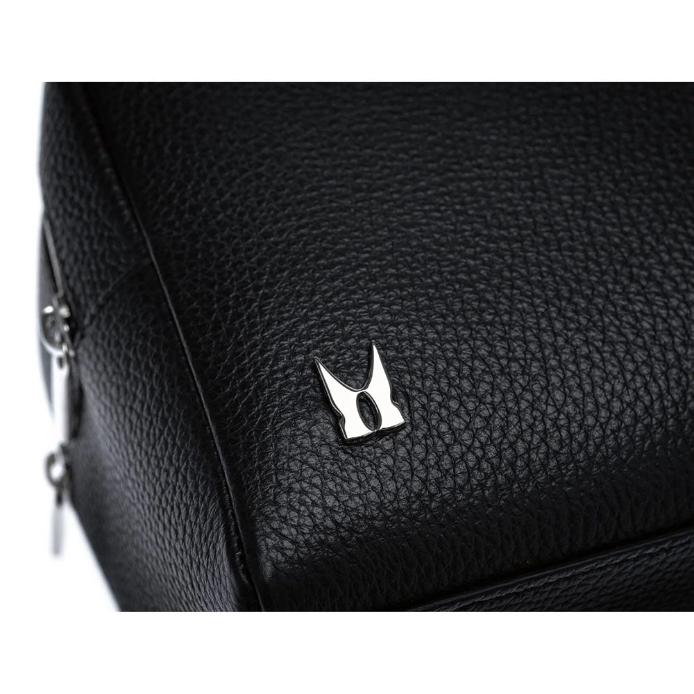 Moreschi Monoviso Pebble Grain Leather Toiletry Bag Black