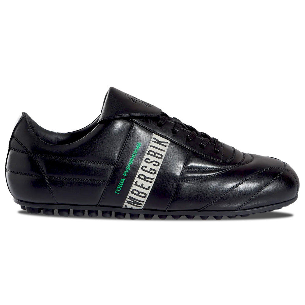 Bikkembergs Logo Stripe Nappa Leather Sneaker Black