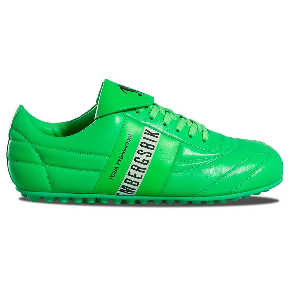 Bikkembergs Logo Stripe Nappa Leather Sneaker Green Fluo