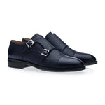 View product image 2: Moreschi Phoenix Grain Leather Double Monk Strap Dark Blue
