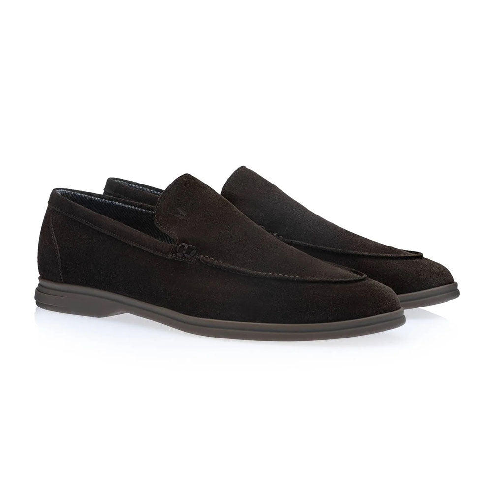 Moreschi Syracuse Suede Slip-On Loafer Dark Brown