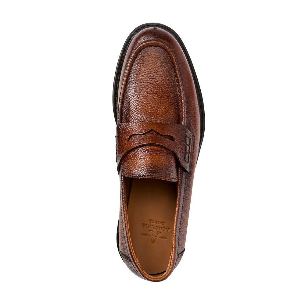 Aquatalia Bergamo Tumbled Leather Penny Loafer Cognac