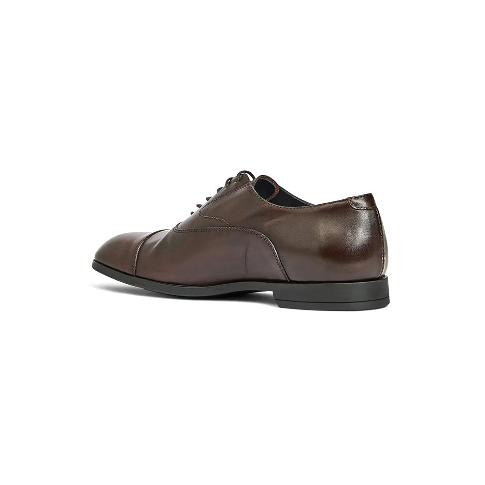 Aquatalia Centro Calfskin Leather Cap Toe Oxford Dark Brown