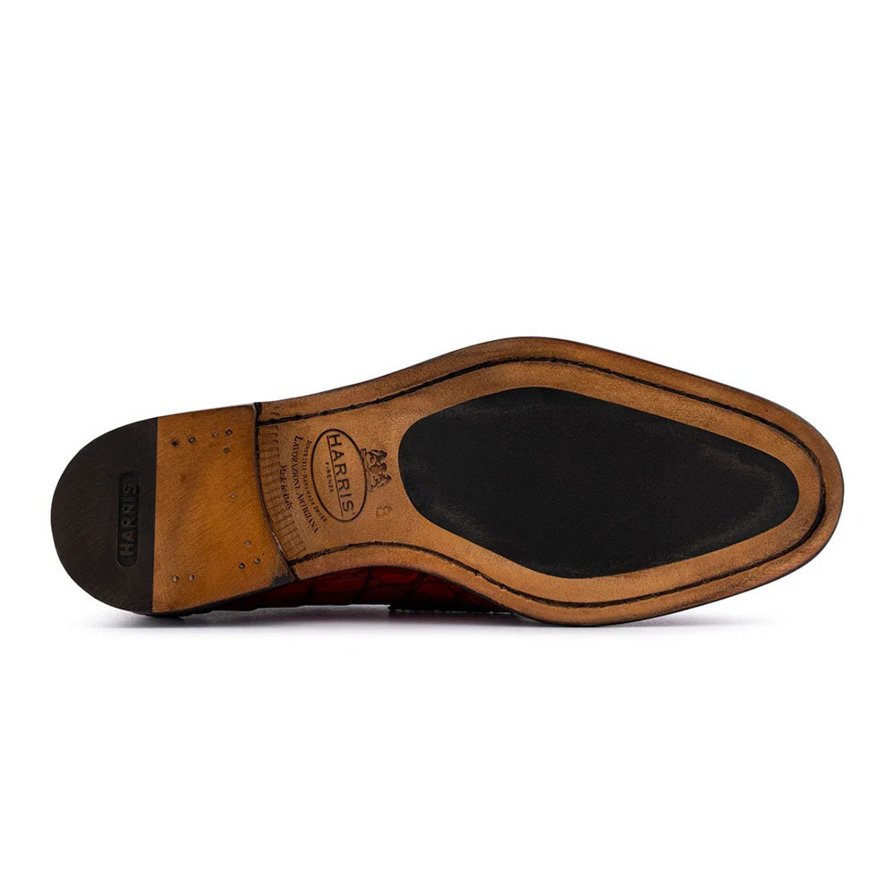 Harris Firenze 1913 Hand-Painted Genuine Alligator Moccasin Red