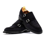 View product image 3: Harris Firenze 1913 Goya Suede Double Cap Toe Monk Strap Navy