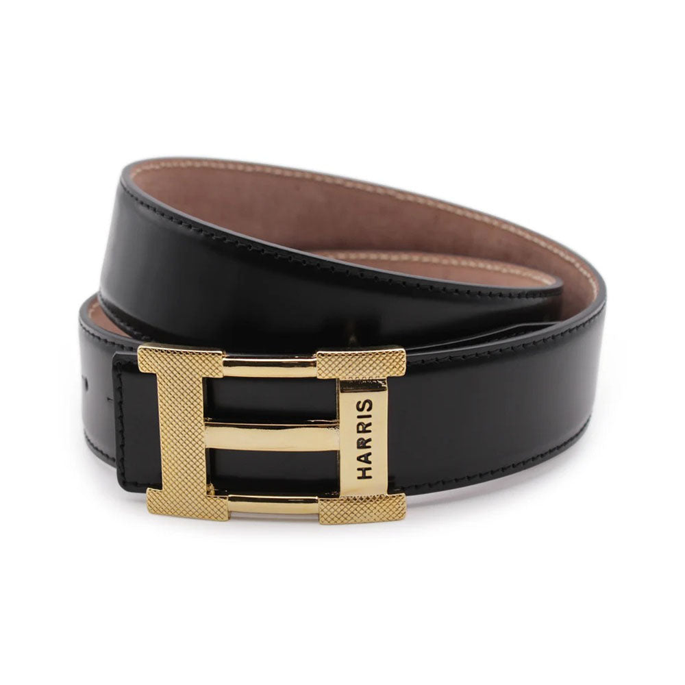 Harris Firenze 1913 Brushed Leather Belt Black