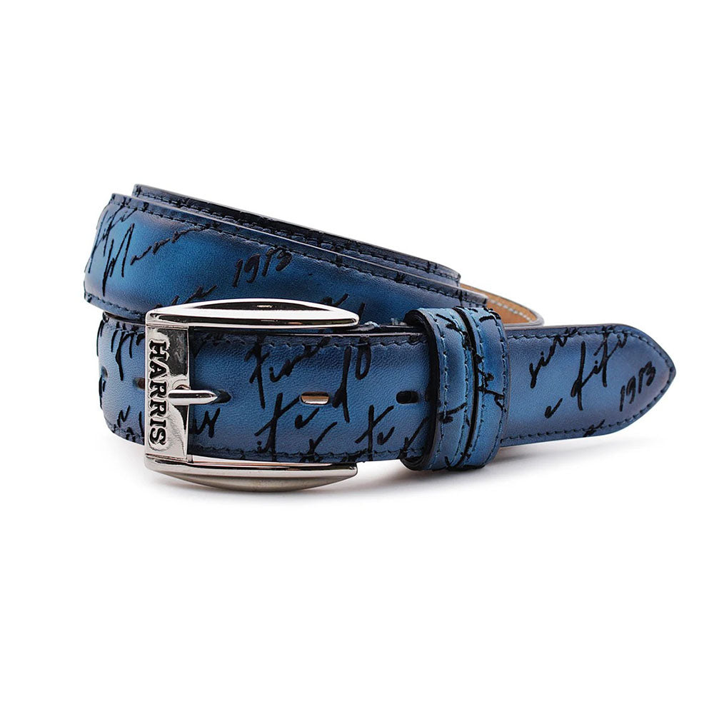 Harris Firenze 1913 Writer Leather Belt Sky Blue