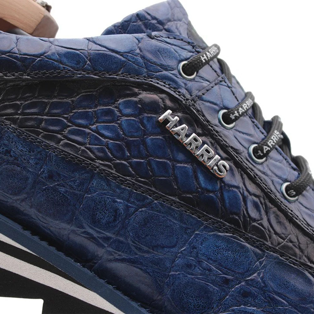 Harris Firenze 1913 Hand-Painted Genuine Alligator Sneakers Blue