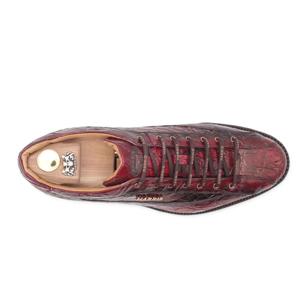 Harris Firenze 1913 Hand-Painted Genuine Alligator Sneakers Red
