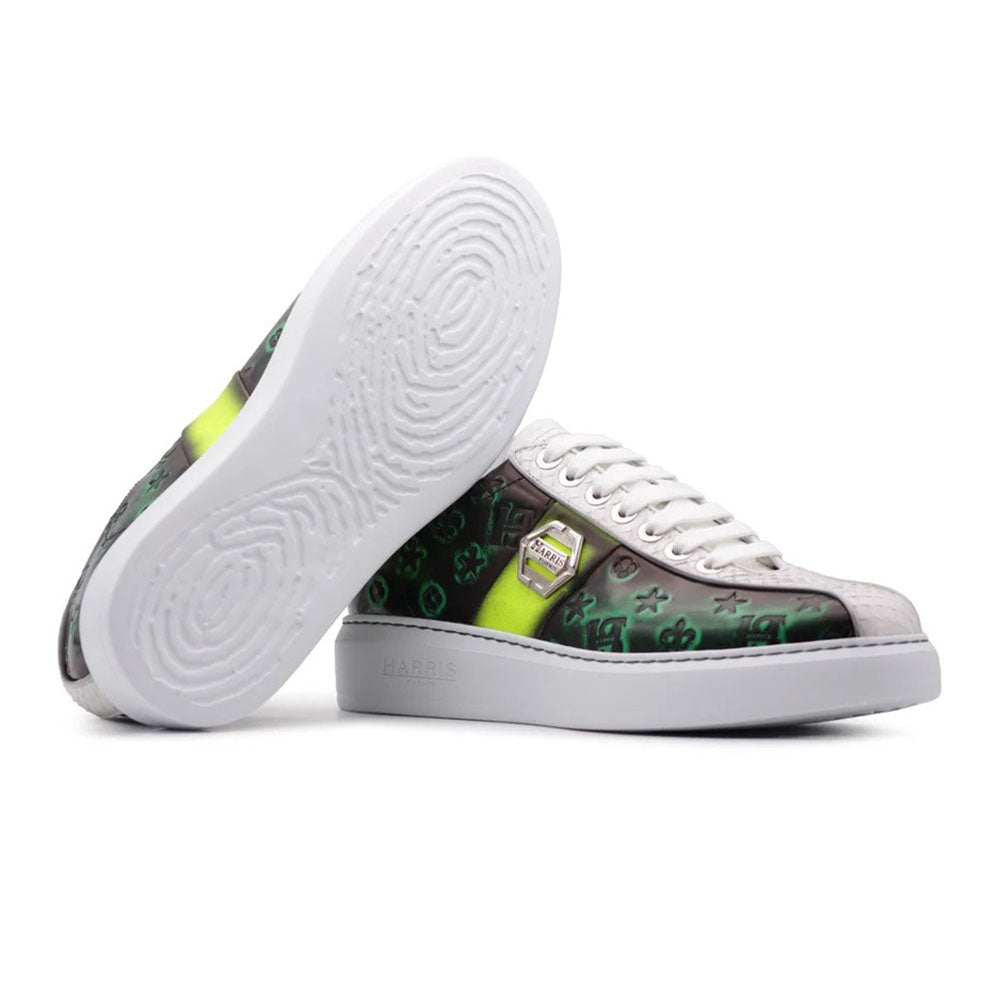 Harris Firenze 1913 Genuine Python & Stamped Leather Sneakers Green / White