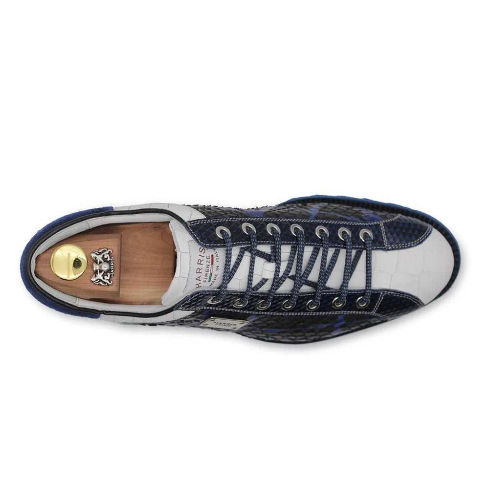 Harris Firenze 1913 Genuine Python & Crocodile Effect Sneakers Blue / Black / White
