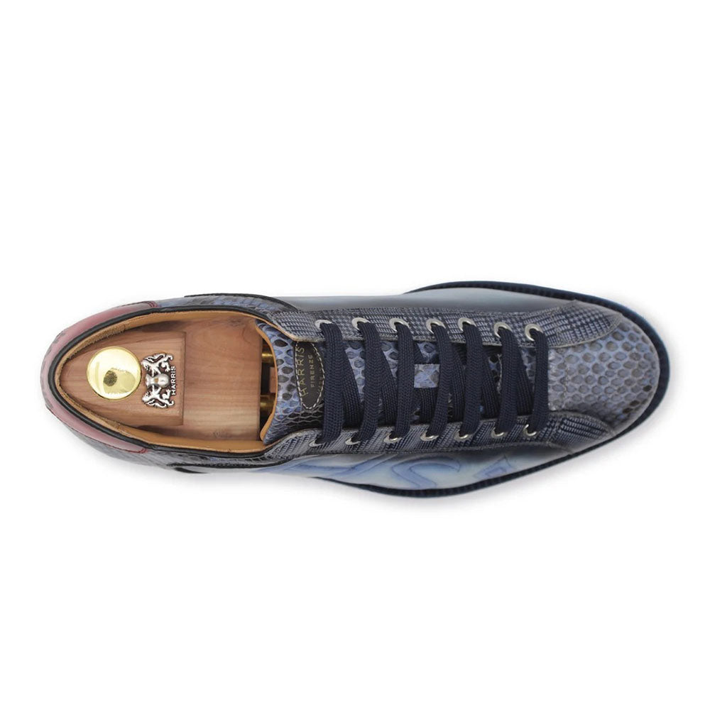Harris Firenze 1913 Genuine Python & Suede Sneakers Blue