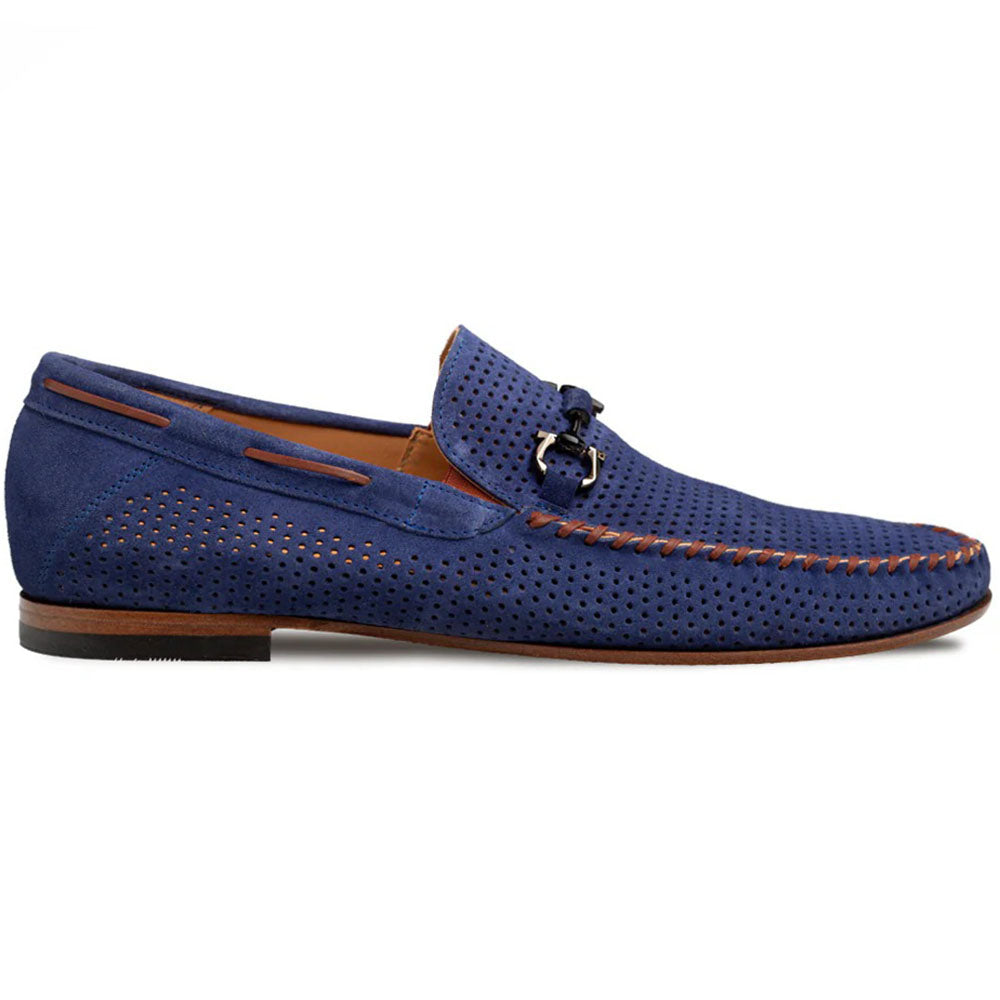 Mezlan Tarraco Perforated Suede Moccasin Blue (7461)