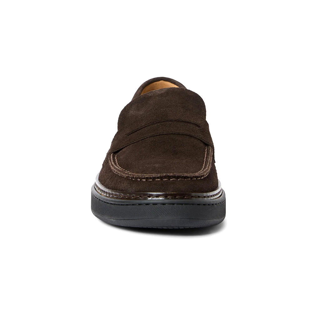 Aquatalia Bucarest Suede Penny Loafer Dark Brown