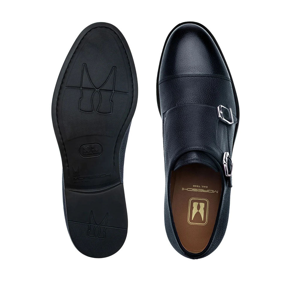 Moreschi Phoenix Grain Leather Double Monk Strap Dark Blue