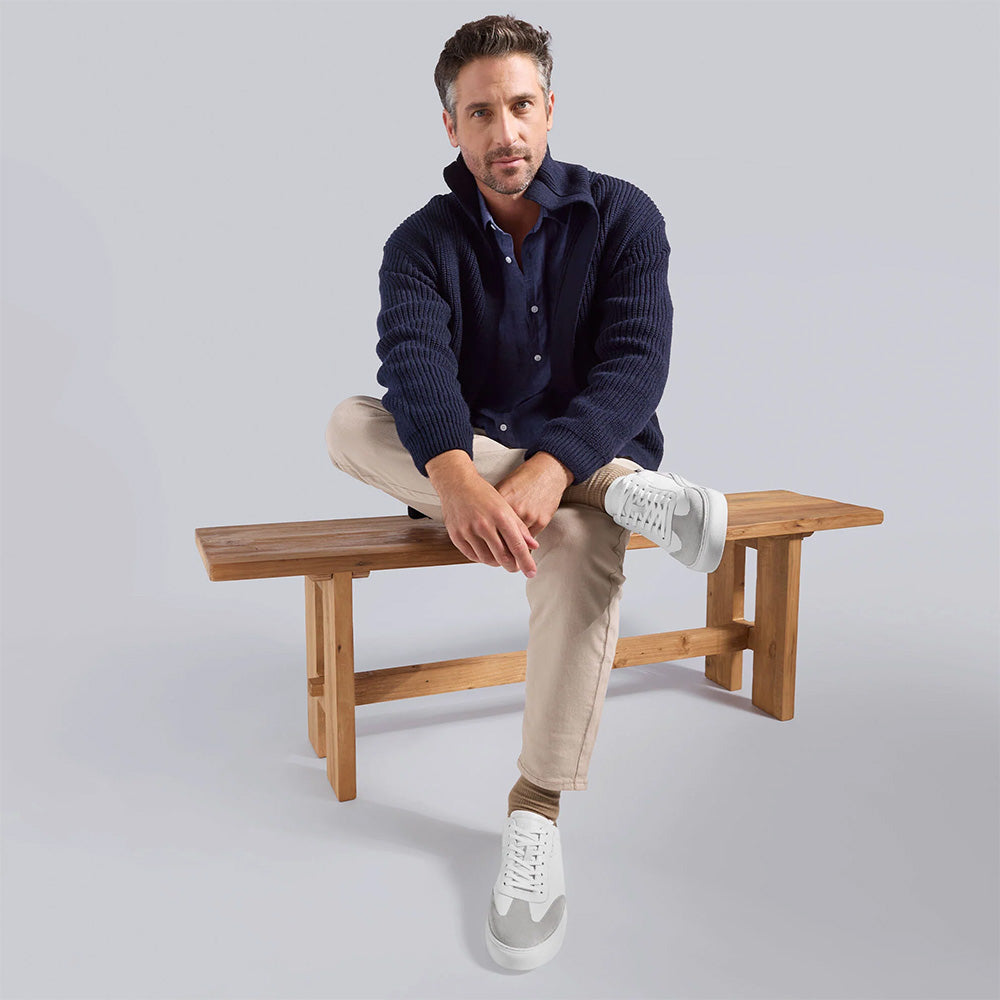 Samuel Hubbard Hayes Leather Lace-Up Sneaker Coastal Grey