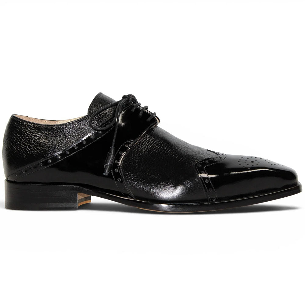 Emilio Franco Luciano Deerskin & High-Polished Leather Derby Black