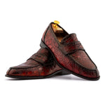View product image 4: Harris Firenze 1913 Hand-Painted Genuine Alligator Moccasin Red