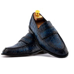 View product image 4: Harris Firenze 1913 Hand-Painted Genuine Alligator Moccasin Blue