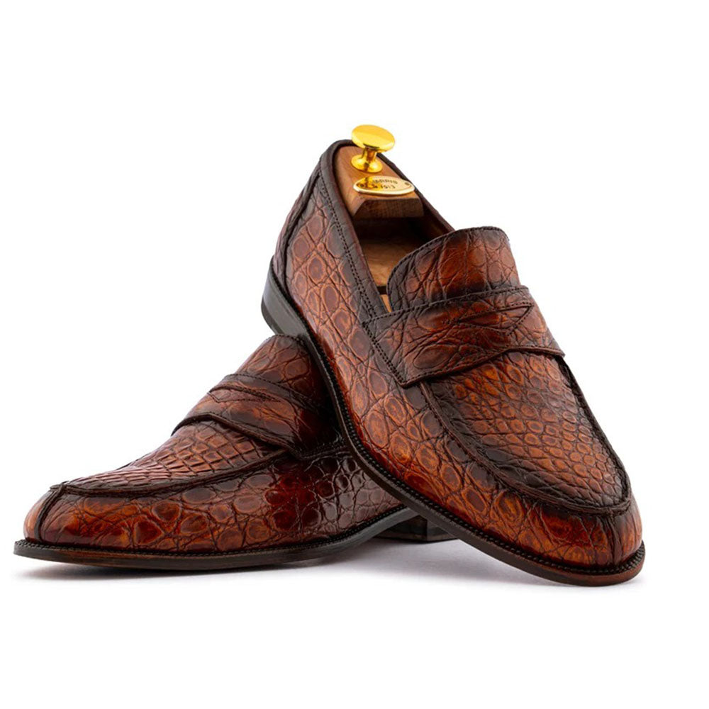 Harris Firenze 1913 Hand-Painted Genuine Alligator Moccasin Brown