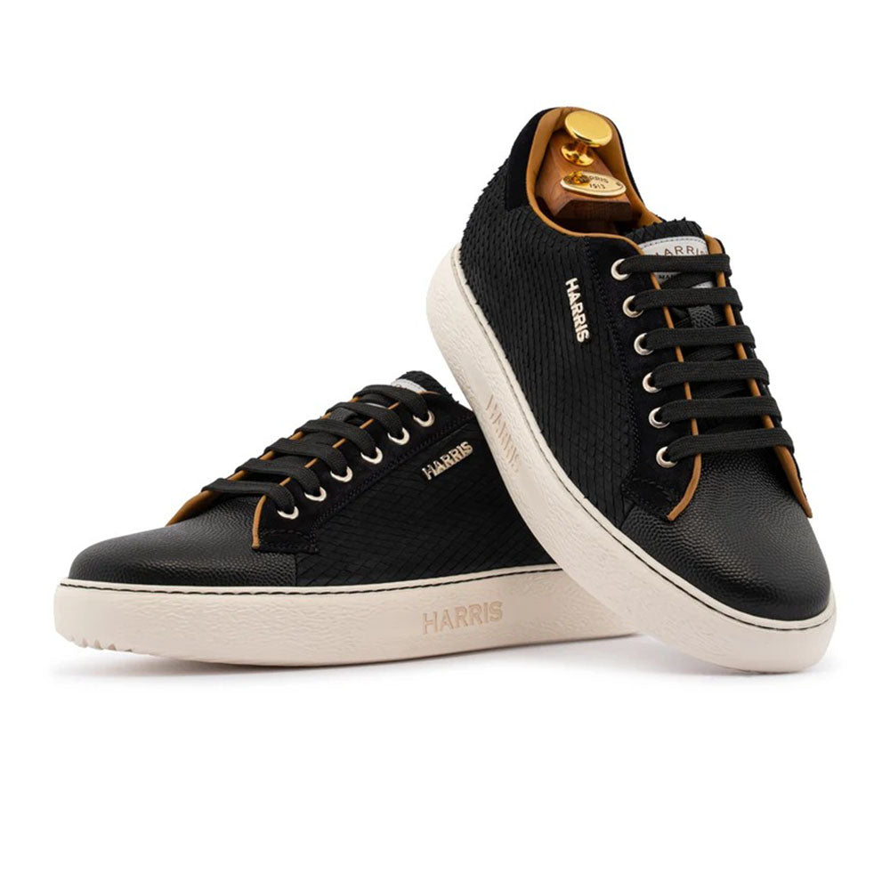 Harris Firenze 1913 Oxford Python Print Leather Sneaker Black