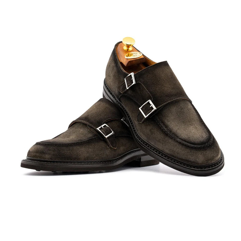 Harris Firenze 1913 Goya Suede Double Cap Toe Monk Strap Green