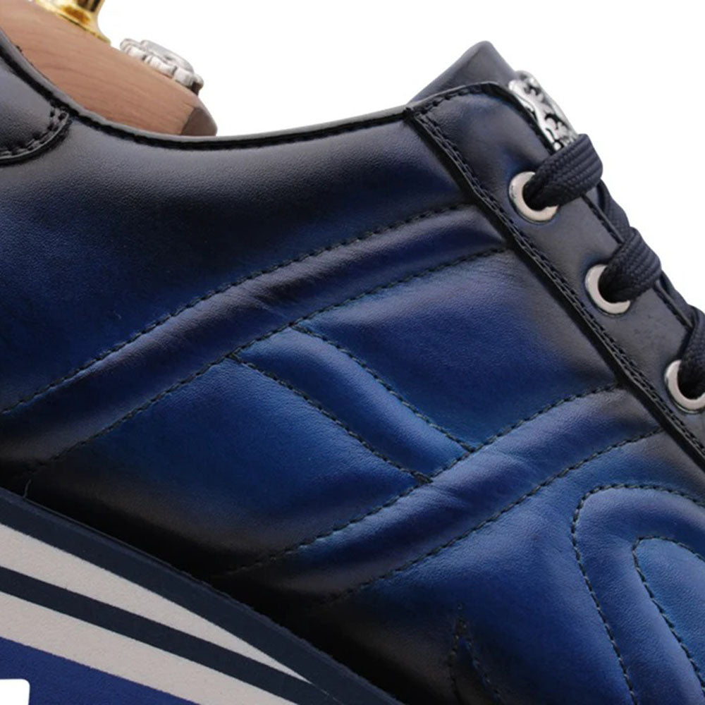 Harris Firenze 1913 Hand-Painted Leather Sneakers Blue