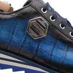View product image 4: Harris Firenze 1913 Hand-Painted Crocodile Print Leather Sneakers Blue