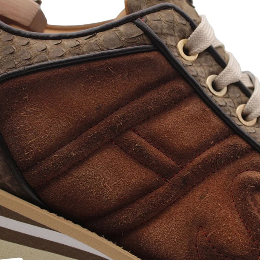 Harris Firenze 1913 Genuine Python & Suede Sneakers Brown