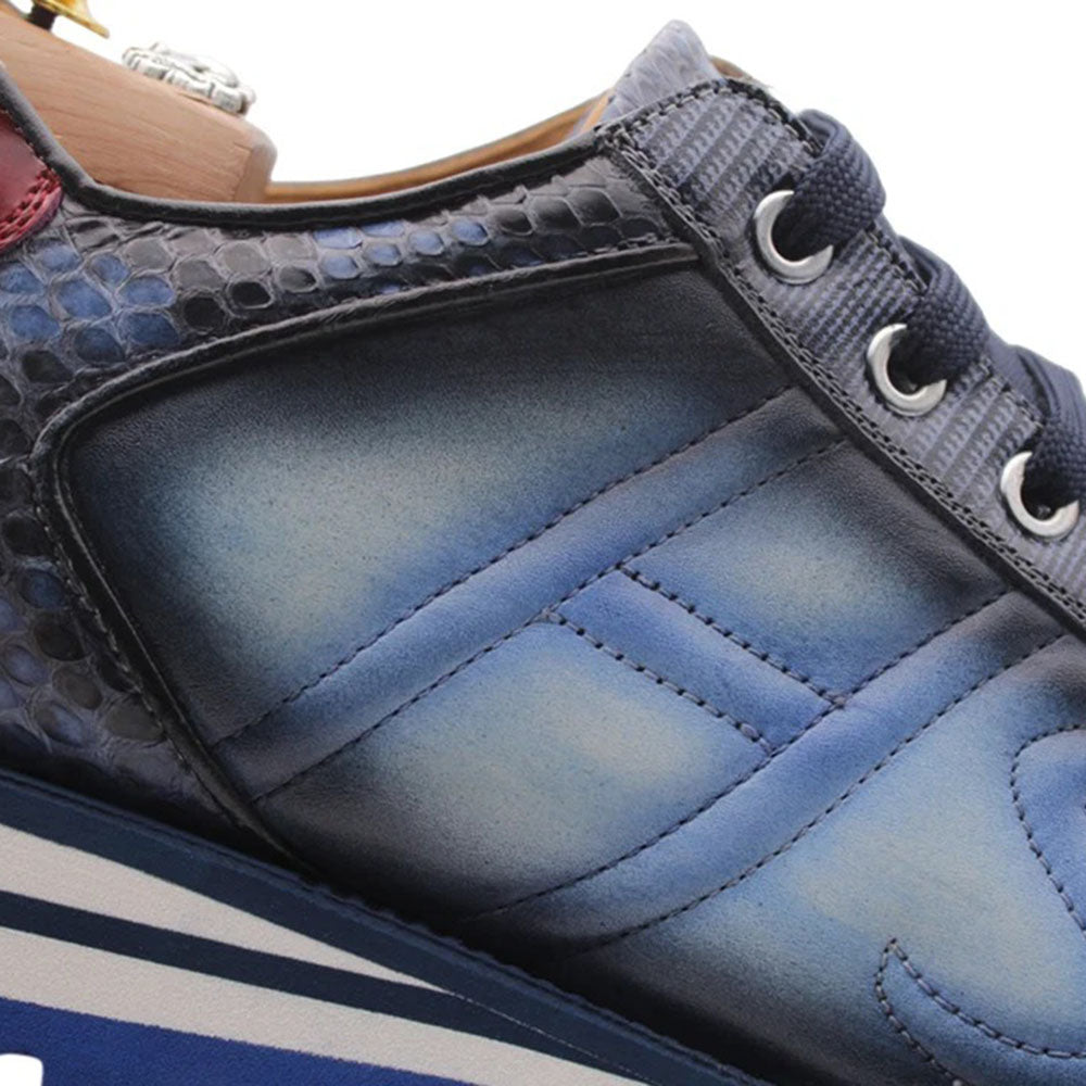 Harris Firenze 1913 Genuine Python & Suede Sneakers Blue