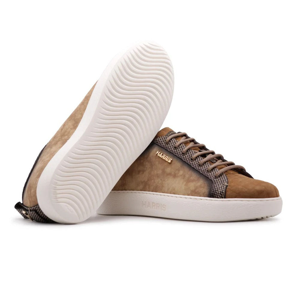 Harris Firenze 1913 Palermo Printed Leather  & Suede Sneaker Brown