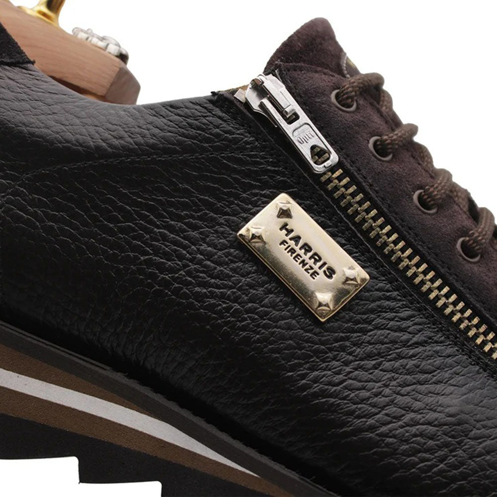 Harris Firenze 1913 Elk Effect Leather & Suede Sneaker Dark Brown