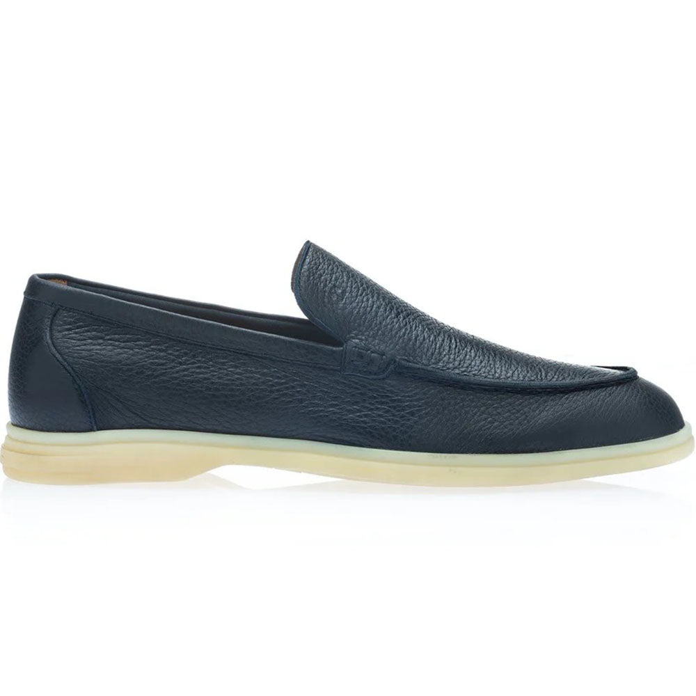 Moreschi Syracuse Unlined Deerskin Loafer Dark Blue