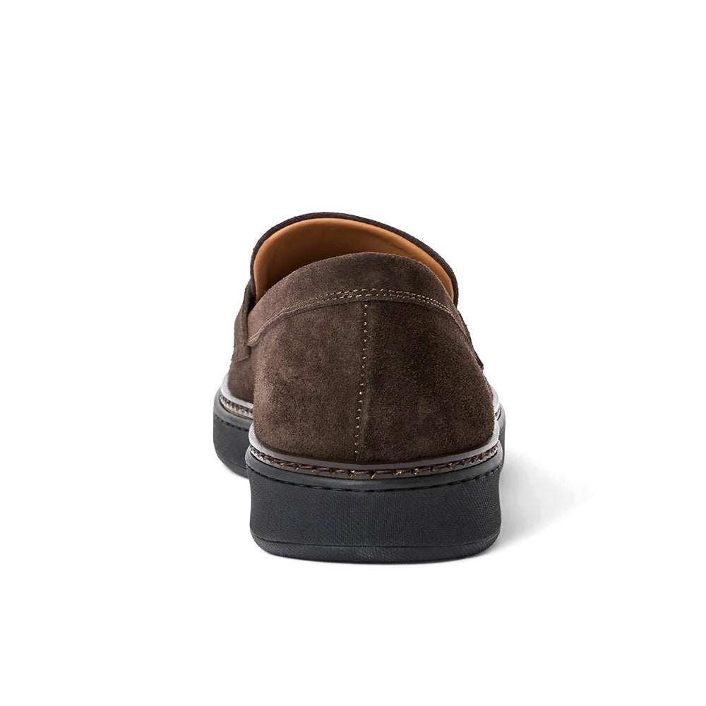 Aquatalia Bucarest Suede Penny Loafer Dark Brown