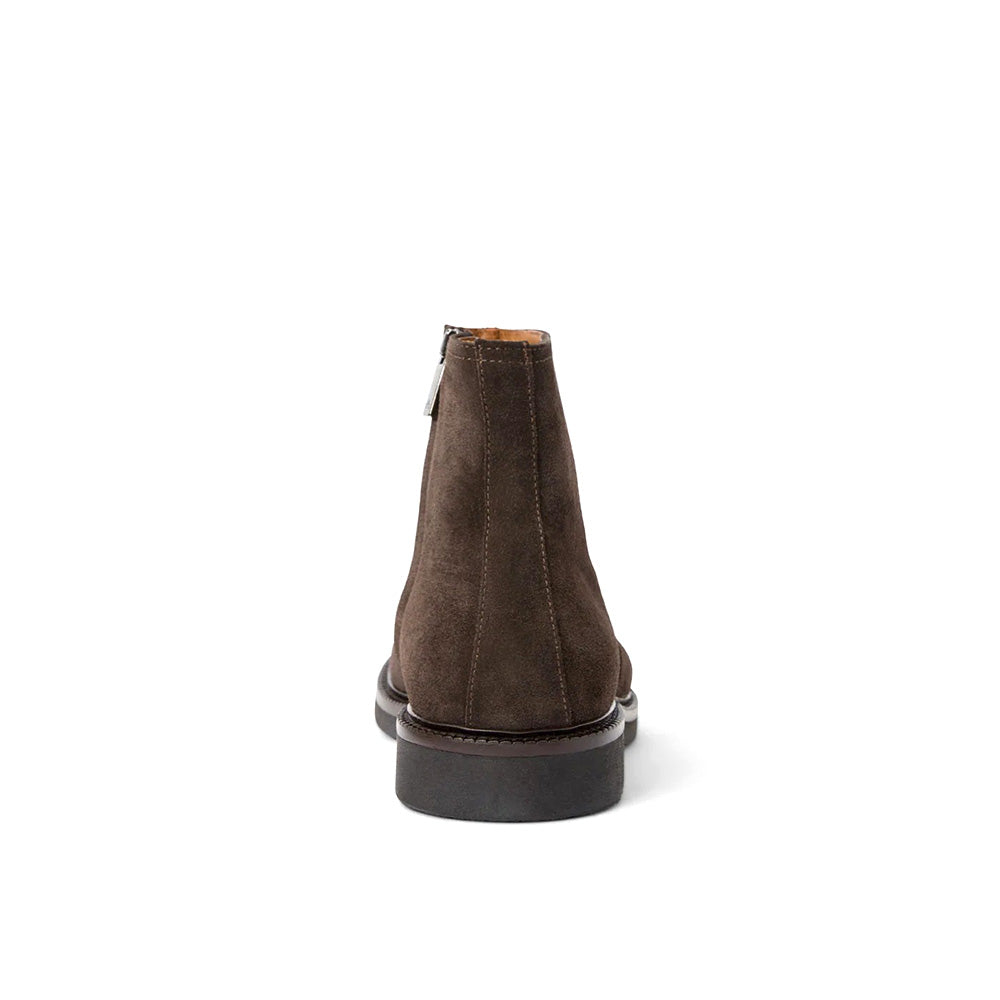 Aquatalia Palmiro Suede Zipper Boot Dark Brown