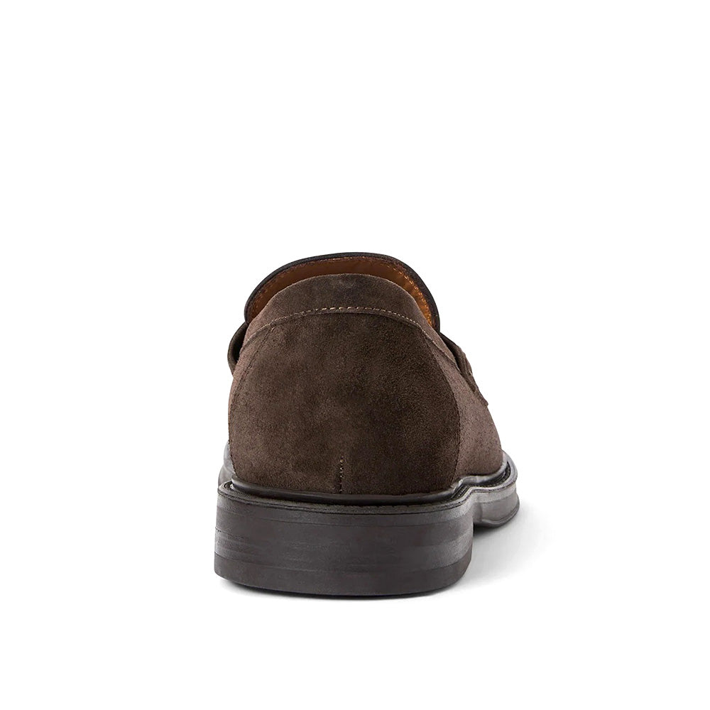Aquatalia Bergamo Suede Penny Loafer Dark Brown