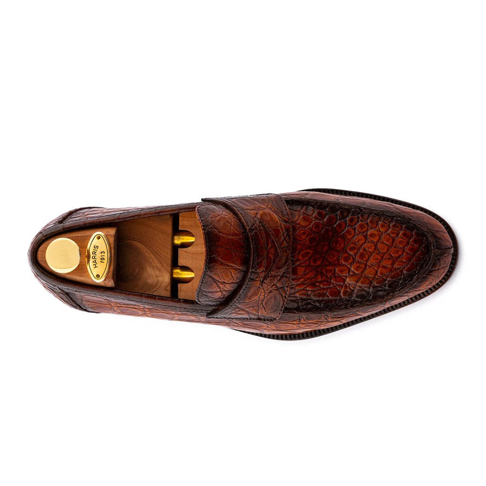 Harris Firenze 1913 Hand-Painted Genuine Alligator Moccasin Brown