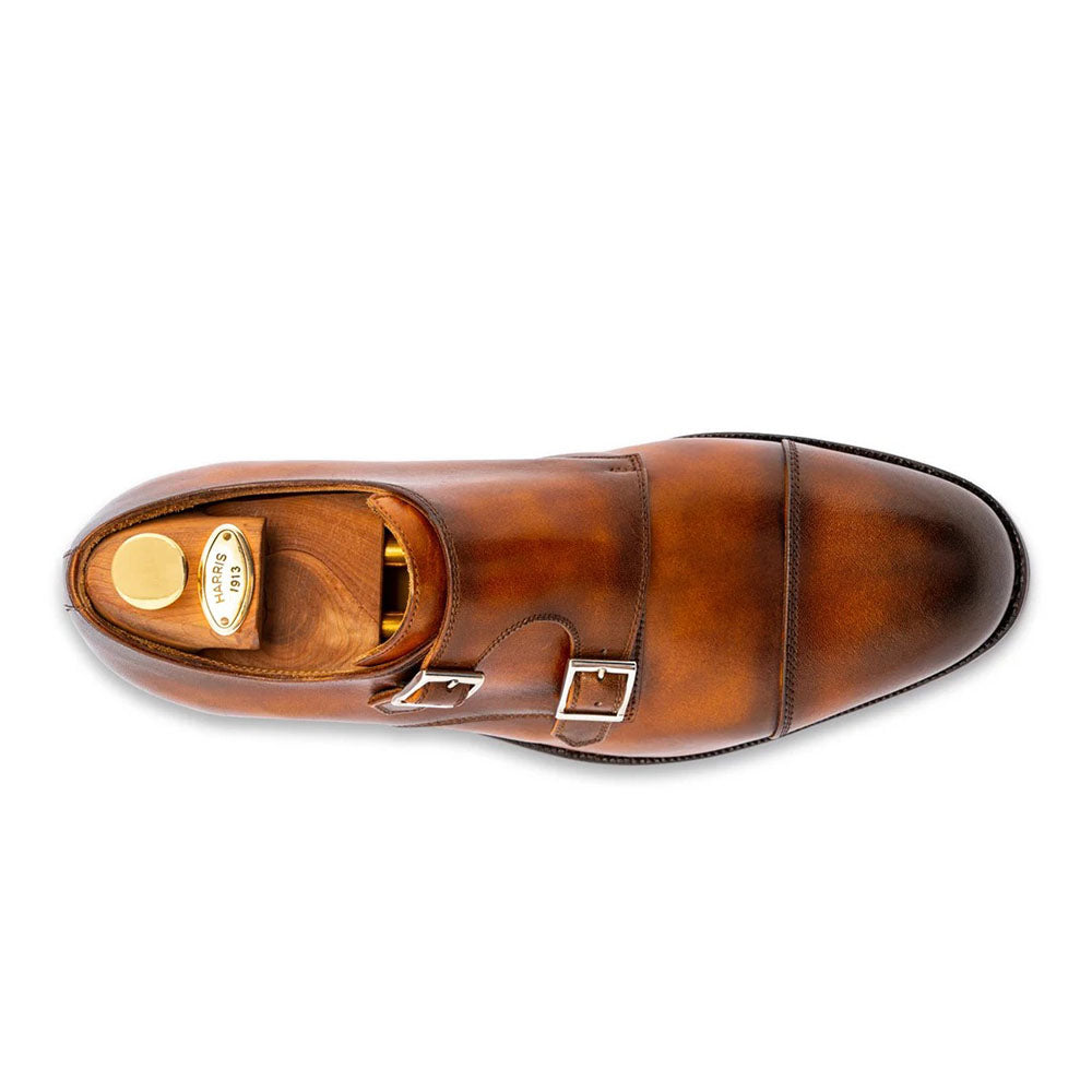 Harris Firenze 1913 Leather Double Cap Toe Monk Strap Brown