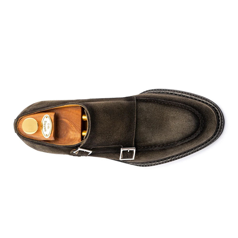 Harris Firenze 1913 Goya Suede Double Cap Toe Monk Strap Green