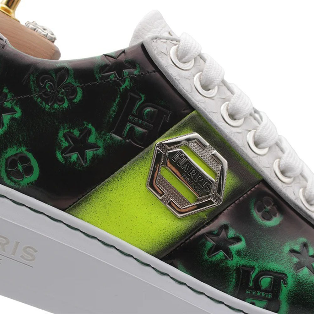 Harris Firenze 1913 Genuine Python & Stamped Leather Sneakers Green / White