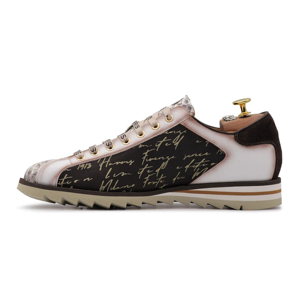 Harris Firenze 1913 Genuine Python & Signature Suede Sneakers Black