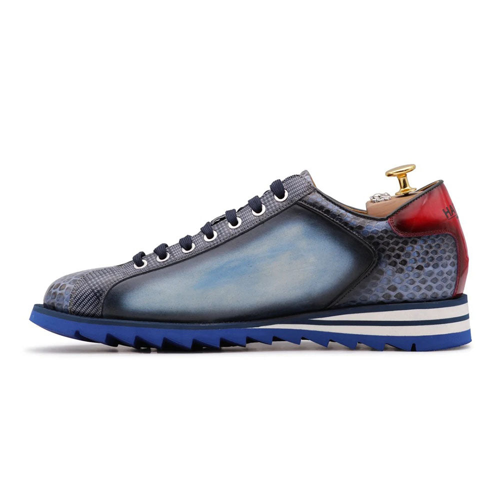 Harris Firenze 1913 Genuine Python & Suede Sneakers Blue