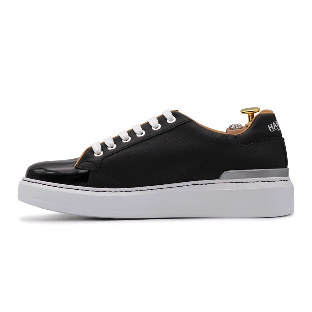 Harris Firenze 1913 Leather & Python Print Sneakers Black