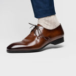 Santoni Induct O1-02 Calfskin Derby Brown