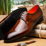 Santoni Induct O1-02 Calfskin Derby Brown