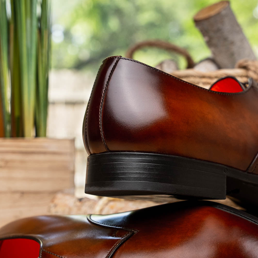 Santoni Induct O1-02 Calfskin Derby Brown