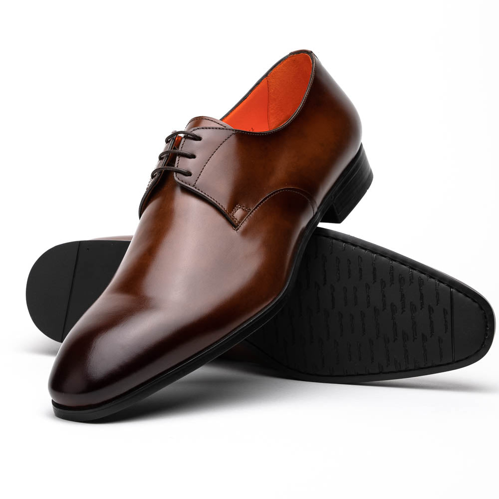 Santoni Induct O1-02 Calfskin Derby Brown