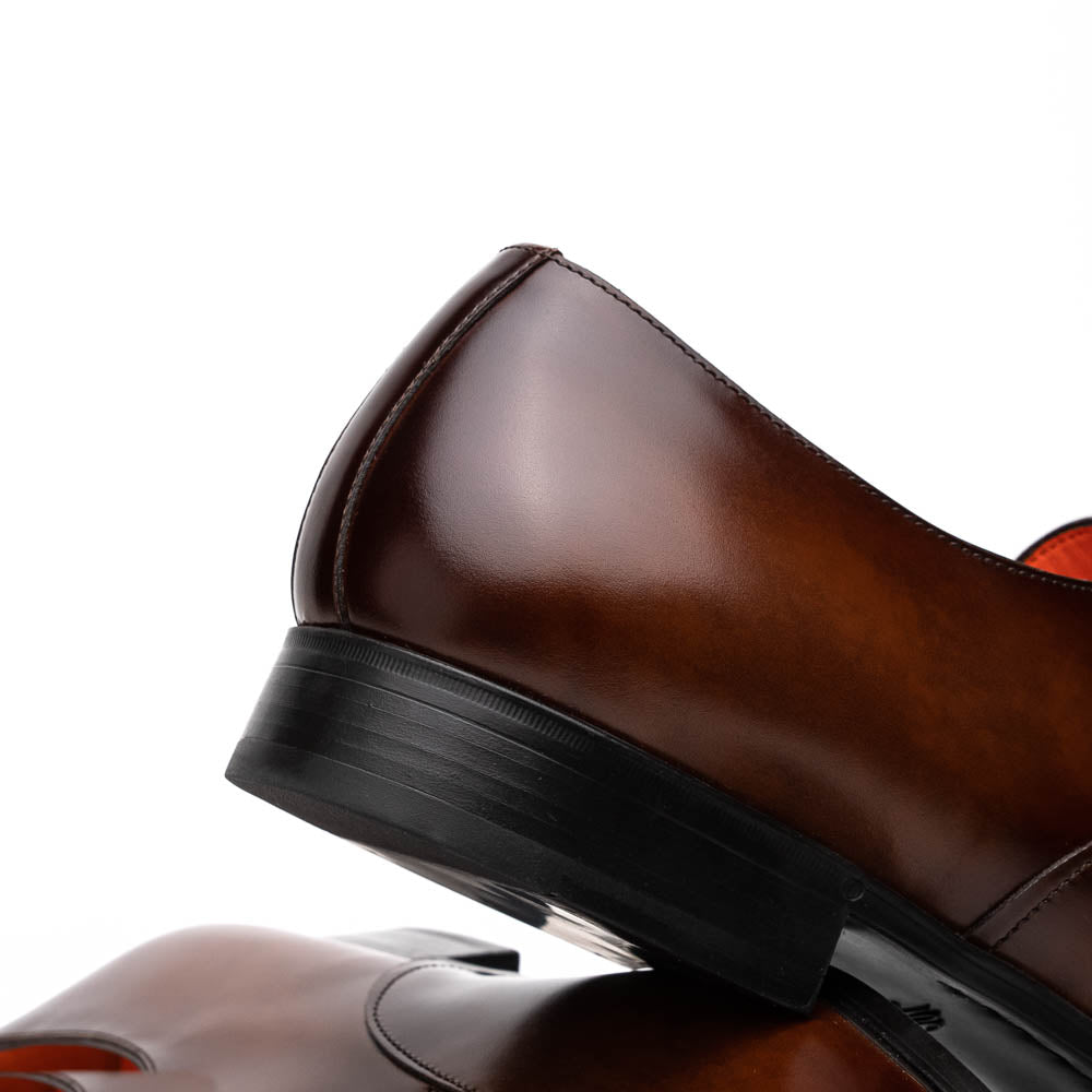 Santoni Induct O1-02 Calfskin Derby Brown